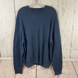 TRUMP Golf Men's XXL Blue Cable Knit Sweater Mercerized Cotton Country Club